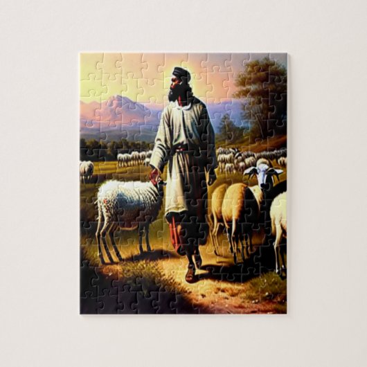 De Goede Herder Zwarte Christelijke Kunstpuzzel Legpuzzel (Verticaal)