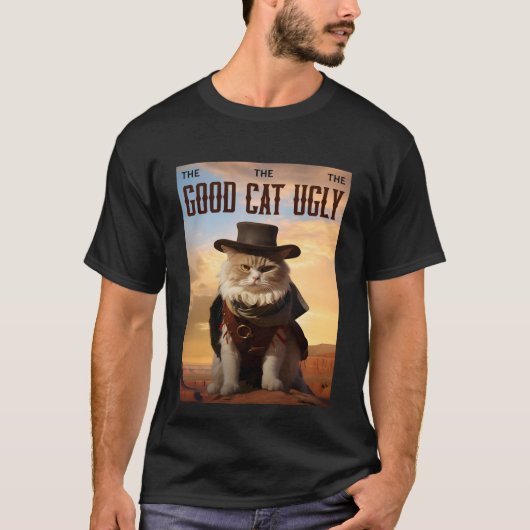 De goede kat de lelijke grappige outlaw kat t-shirt (Voorkant)