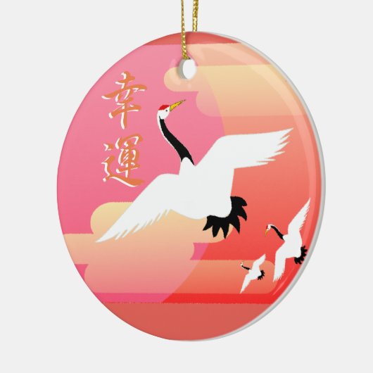 De goede Kranen van het Geluk Keramisch Ornament (Links)