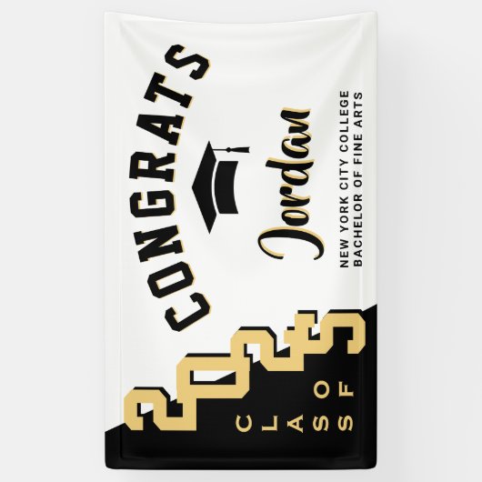 De Golden Black Afstuderen Class van 2025 Spandoek (Verticaal)