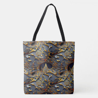 De Golden Black Arabesque Canvas tas