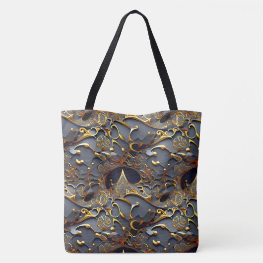 De Golden Black Arabesque Canvas tas (Achterkant)