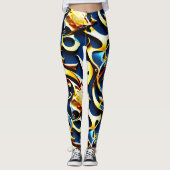 De Golden Blue Arabesque Leggings (Voorkant)