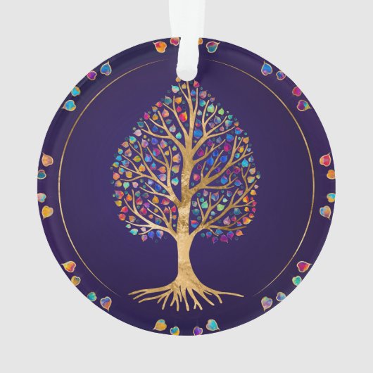 De Golden Bodhi boom - kleurrijke bladeren Ornament (achterkant)