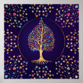 De Golden Bodhi boom - kleurrijke bladeren Poster (Voorkant)