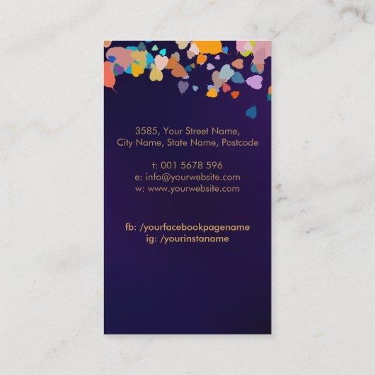 De Golden Bodhi boom - kleurrijke bladeren Visitekaartje (Achterkant)