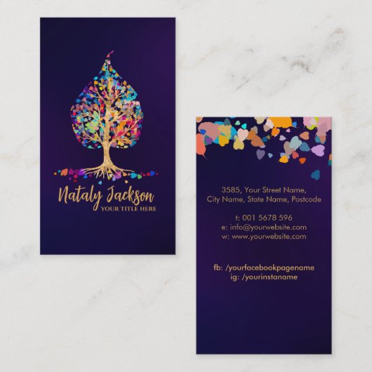De Golden Bodhi boom - kleurrijke bladeren Visitekaartje (Voorkant / Achterkant)