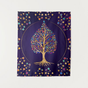 De Golden Bodhi boom - kleurrijke bladeren Wandkleed