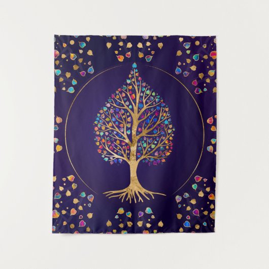 De Golden Bodhi boom - kleurrijke bladeren Wandkleed (Voorkant)