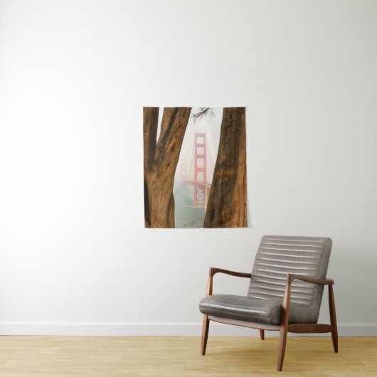 De Golden Gate Bridge | Bomen uit Uitzicht over de Wandkleed (In situ)
