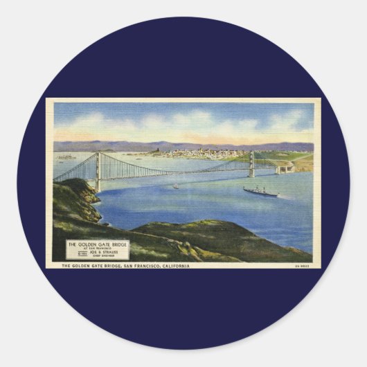 De Golden Gate Bridge  Briefkaart Ronde Sticker (Voorkant)