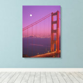 De Golden Gate Bridge kort na zonsondergang, Canvas Afdruk (Insitu (Houten vloer))