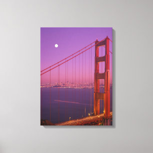 De Golden Gate Bridge kort na zonsondergang, Canvas Afdruk