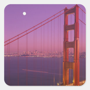 De Golden Gate Bridge kort na zonsondergang, Vierkante Sticker