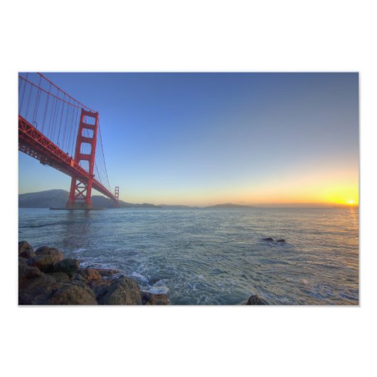De Golden Gate Bridge op zonsopgang van Fort Foto Afdruk (Voorkant)