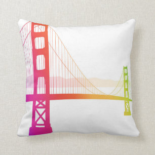 De Golden Gate Bridge   Regenboogstijl Kussen