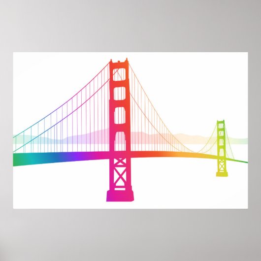 De Golden Gate Bridge | Regenboogstijl Poster (Voorkant)