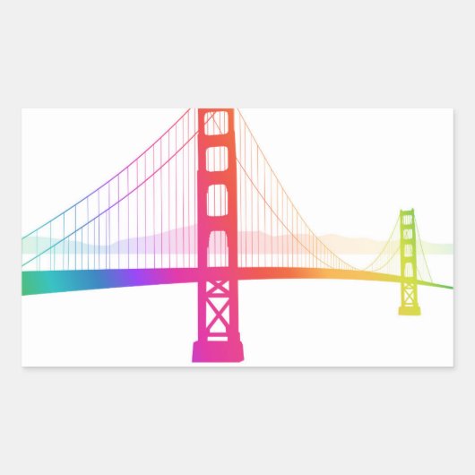 De Golden Gate Bridge | Regenboogstijl Rechthoekige Sticker (Voorkant)