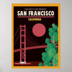 De Golden Gate Bridge 's nachts Poster