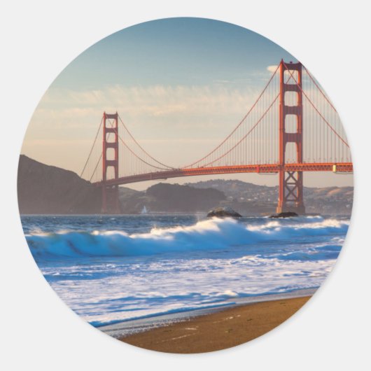 De Golden Gate Bridge vanuit Baker Beach Ronde Sticker (Voorkant)