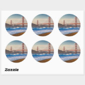 De Golden Gate Bridge vanuit Baker Beach Ronde Sticker (Vel)
