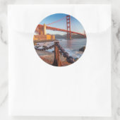 De Golden Gate Bridge vanuit Fort Point Ronde Sticker (Tas)