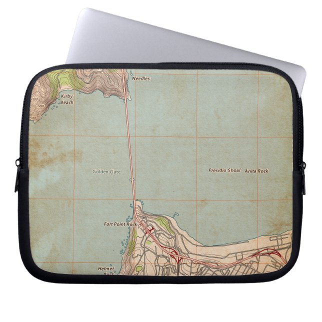 De Golden Gate Topografische Kaart Laptop Sleeve (Voorkant)