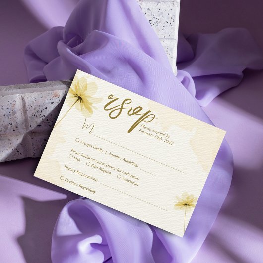 De Golden Hour Grace & Floral Fotobruiloft RSVP Kaartje