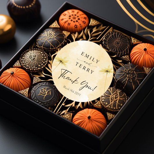 De Golden Hour Grace & Floral Wedding Dank je wel Ronde Sticker