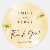 De Golden Hour Grace & Floral Wedding Dank je wel Ronde Sticker (Voorkant)