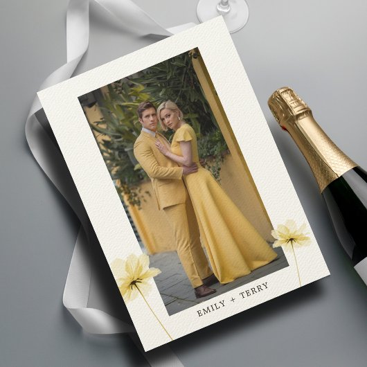 De Golden Hour Grace Foto & Bloemenbruiloft Kaart