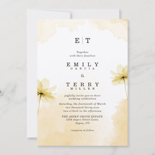 De Golden Hour Grace Foto & Monogram Huwelijk Kaart (Voorkant)