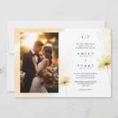 De Golden Hour Grace Foto & Monogram Huwelijk Kaart (Voorkant)