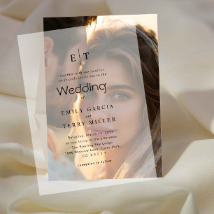 De Golden Hour Grace Modern Monogram bruiloft Vellum Uitnodigingen