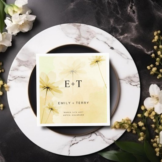 De Golden Hour Grace & Monogram Bloemenbruiloft Servet