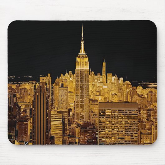 De Golden Night Skyline van New York Muismat (Voorkant)