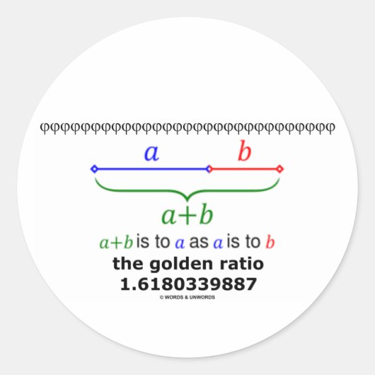 De Golden Ratio (wiskunde 1.6180339887) Ronde Sticker (Voorkant)