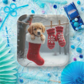 De Golden Retriever in een kous Papieren Bordje (Feest)