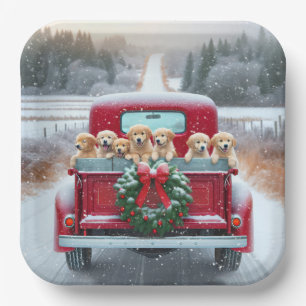 De Golden Retriever Puppies in de truck Papieren Bordje