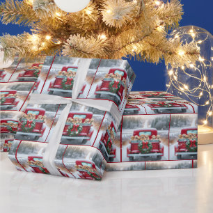 De Golden Retriever Puppies in een Retro Truck Cadeaupapier