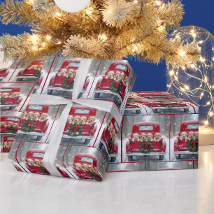 De Golden Retriever Puppies in een rode truck Cadeaupapier