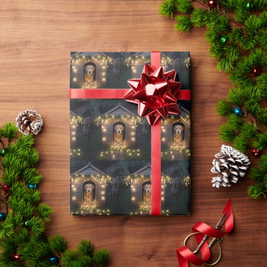 De Golden Retriever van Kerstmis in Doghouse Cadeaupapier (Feestdagen Geschenken)