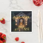 De Golden Retriever van Kerstmis in Doghouse Servet (Insitu)