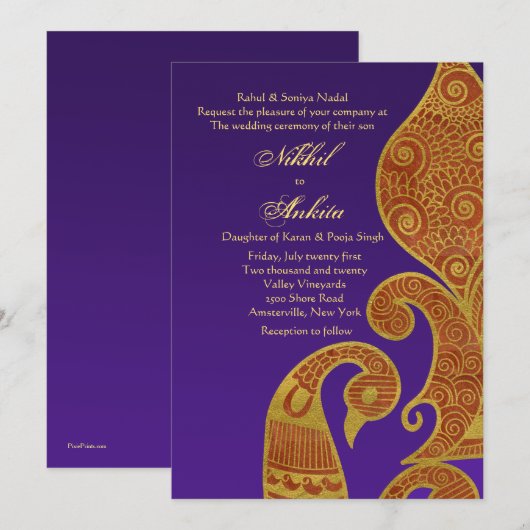 De Golden Swan huwelijksuitnodiging Kaart (Voorkant / Achterkant)