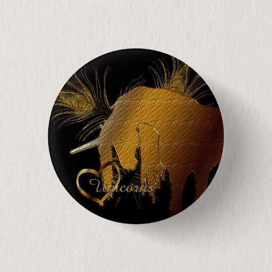De Golden Unicorn Ronde Button 3,2 Cm (Voorkant)