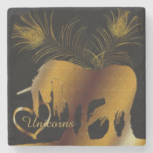 De Golden Unicorn Stenen Onderzetter (Voorkant)