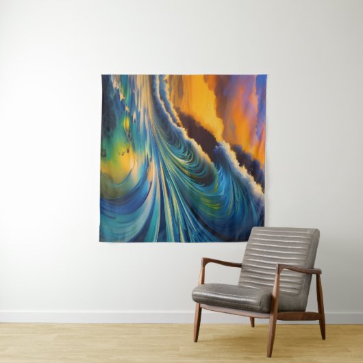 De golf bij zonsopgang wandkleed (In Situ (horizontaal))