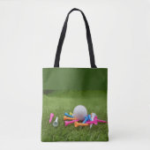 De Golf die golfbal en kleurrijke t - shirts verfr Tote Bag (Voorkant)