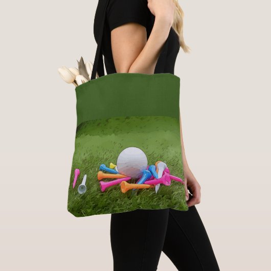 De Golf die golfbal en kleurrijke t - shirts verfr Tote Bag (Dichtbij)