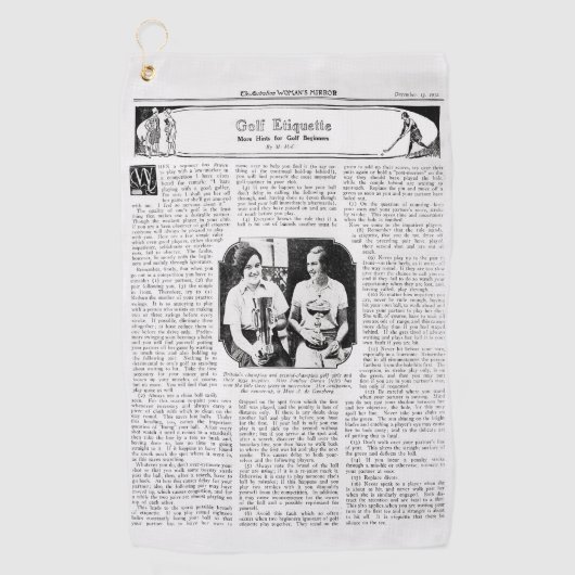 De Golf Etiquette Golf Towel van 1930 Golfhanddoek (Voorkant)